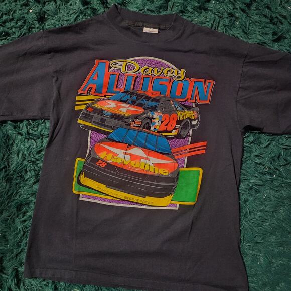 Vintage 90s Davey Allison Havoline NASCAR Tee Premier Sportswear USA XL - Picture 1 of 6